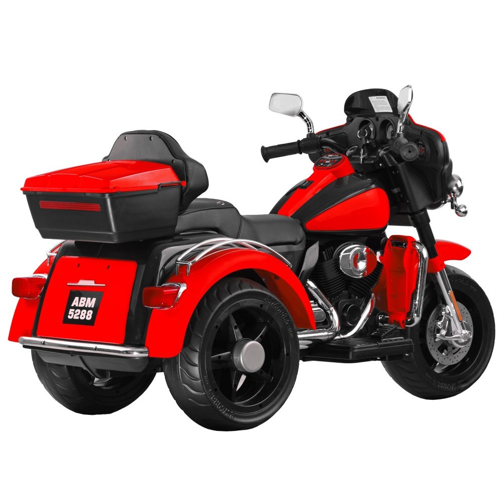 JOKO Veľká Elektrická Motorka Chopper 118cm, penové kolesá, kožené sedadlo, červená