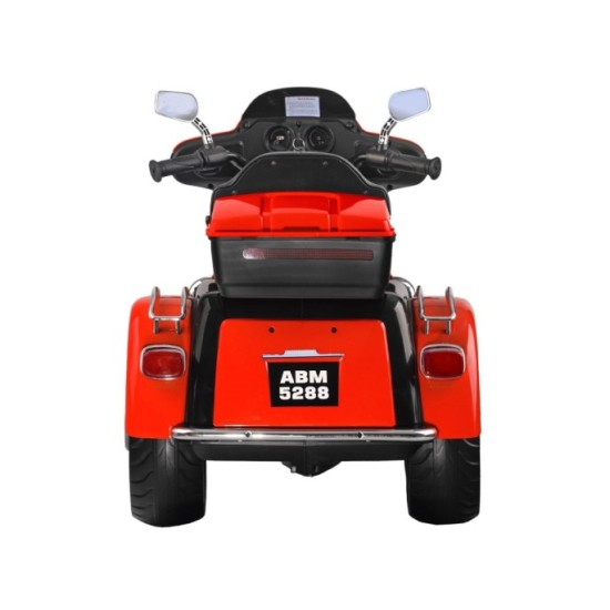 JOKO Veľká Elektrická Motorka Chopper 118cm, penové kolesá, kožené sedadlo, červená