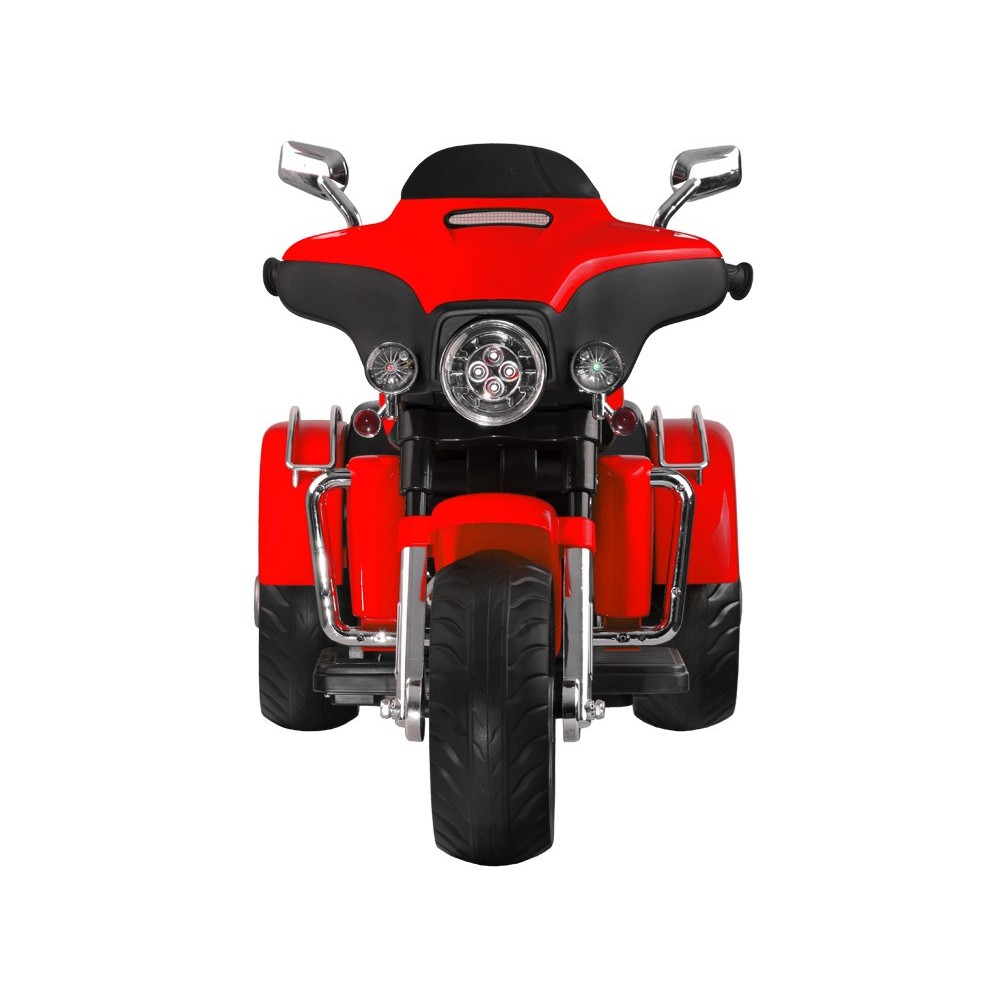 JOKO Veľká Elektrická Motorka Chopper 118cm, penové kolesá, kožené sedadlo, červená