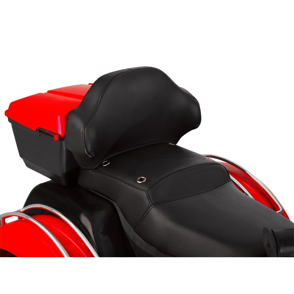 JOKO Veľká Elektrická Motorka Chopper 118cm, penové kolesá, kožené sedadlo, červená