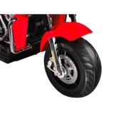 JOKO Veľká Elektrická Motorka Chopper 118cm, penové kolesá, kožené sedadlo, červená