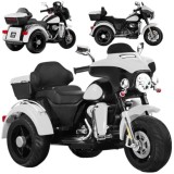 JOKO Veľká Elektrická Motorka Chopper 118cm, penové kolesá, kožené sedadlo, biela