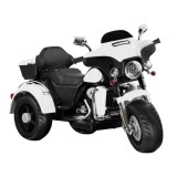 JOKO Veľká Elektrická Motorka Chopper 118cm, penové kolesá, kožené sedadlo, biela
