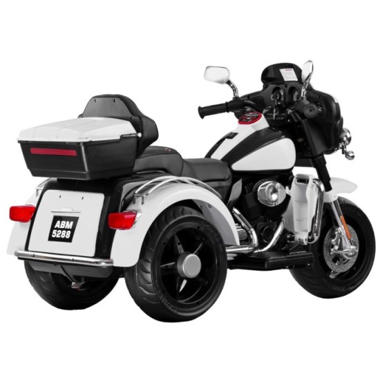 JOKO Veľká Elektrická Motorka Chopper 118cm, penové kolesá, kožené sedadlo, biela