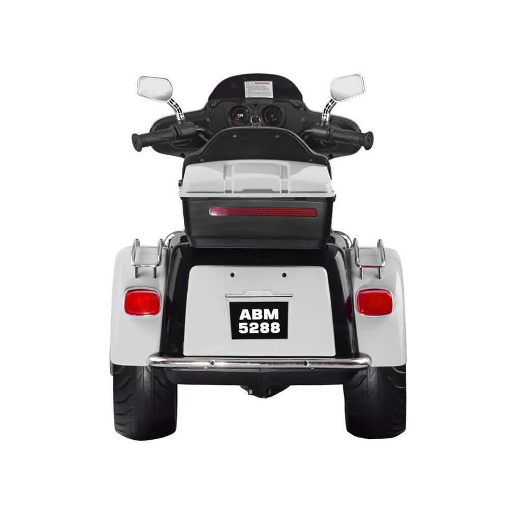 JOKO Veľká Elektrická Motorka Chopper 118cm, penové kolesá, kožené sedadlo, biela