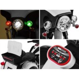 JOKO Veľká Elektrická Motorka Chopper 118cm, penové kolesá, kožené sedadlo, biela