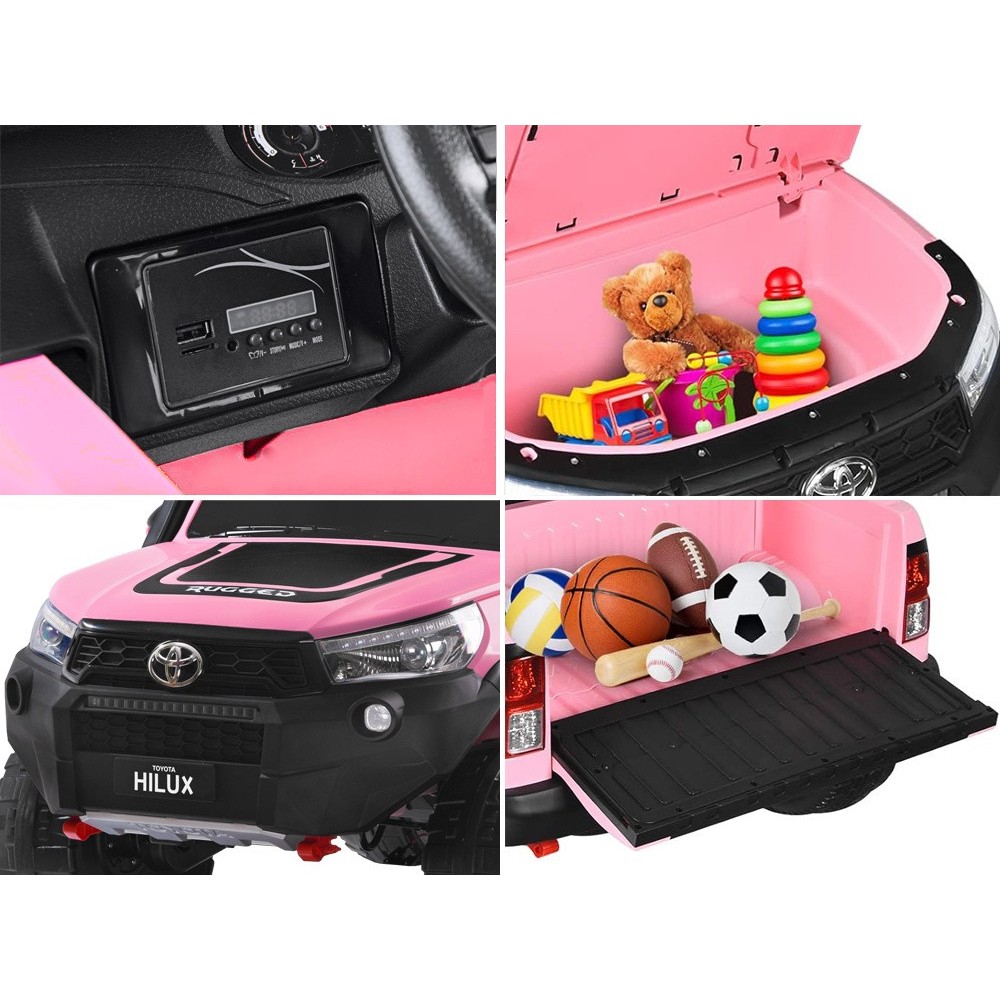 JOKO Elektrické autíčko Toyota Hilux Pick Up, Dvojmiestne Kožené sedadlo, Penové kolesá, Nosnosť 50kg, FM rádio, ružové