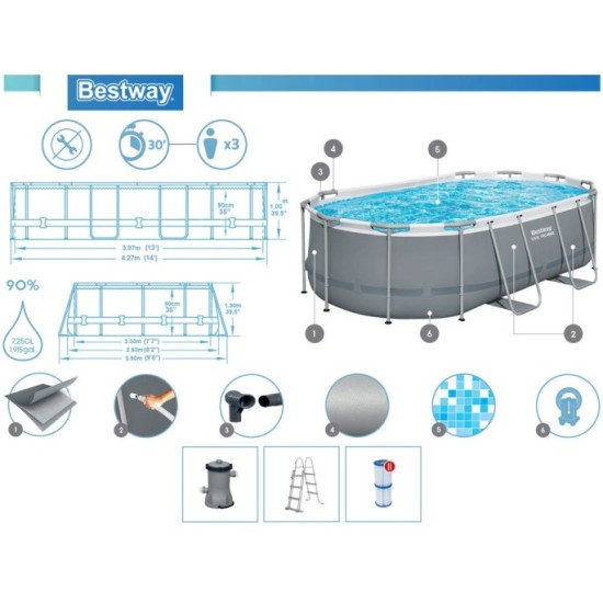 Bestway 56620 Bazén s Kovovou konštrukciou Power Steel 427x250x100, filtračné čerpadlo, rebrík