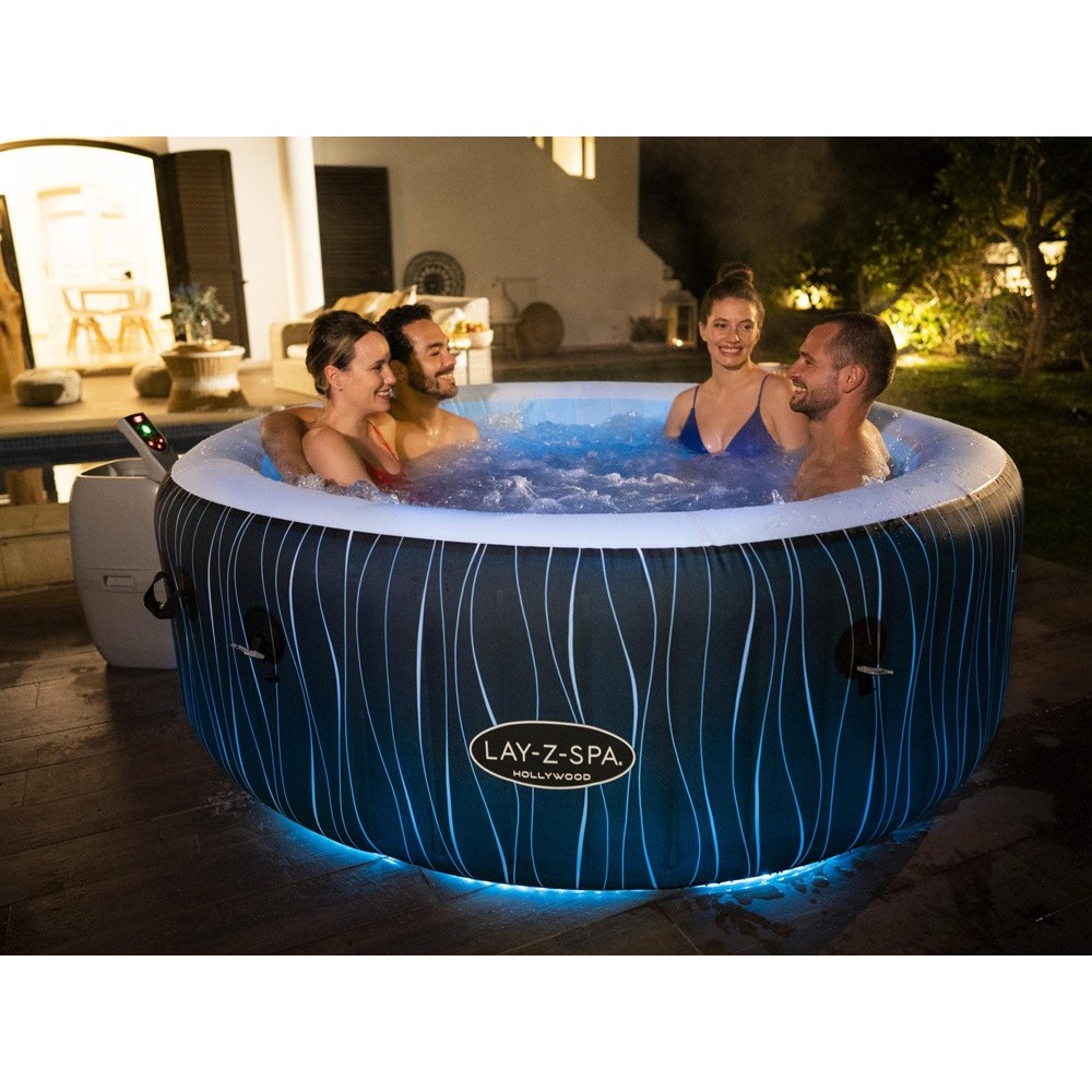 Bestway 60059 Nafukovacia Vírivka Lay-Z-Spa Jacuzzi HOLLYWOOD s Led podsvietením pre 6 osôb + 4 podhlavníky, opierky na hlavu
