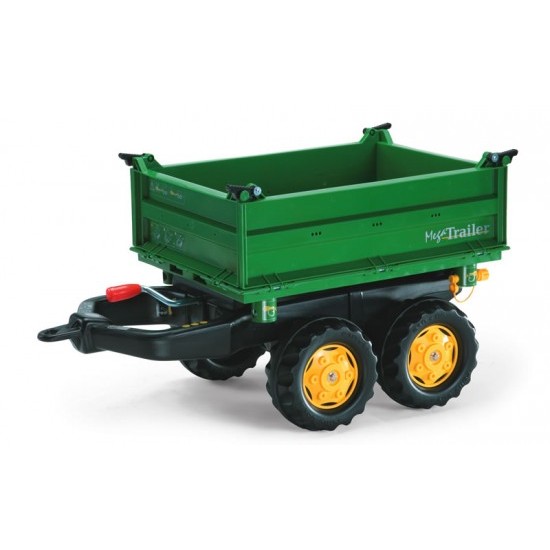 Rolly Toys Príves - RollyMega Trailer John Deere dvojnápravový, vyklopiteľný z 3 strán, zelený