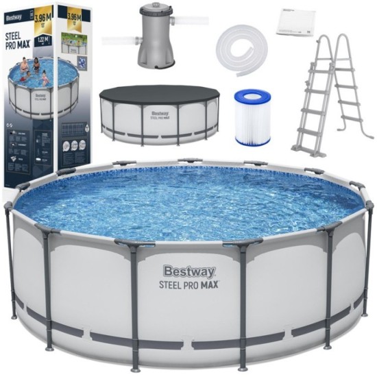 Bestway 5618W Bazén s kovovou konštrukciou Steel ProMAX™ 396x122cm + rebrík + plachta + filtračné čerpadlo