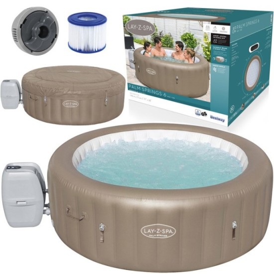 Bestway 60017 Vírivka Jacuzzi Lay-Z-Spa Palm Springs AirJet pre 6 osôb, priemer 196cm + plachta, zlatá