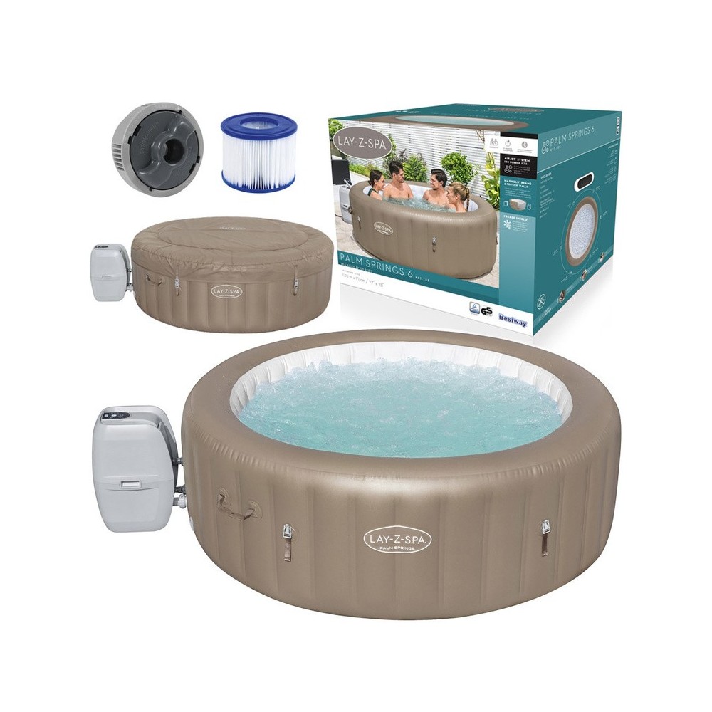 Bestway 60017 Vírivka Jacuzzi Lay-Z-Spa Palm Springs AirJet pre 6 osôb, priemer 196cm + plachta, zlatá