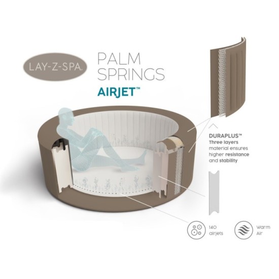 Bestway 60017 Vírivka Jacuzzi Lay-Z-Spa Palm Springs AirJet pre 6 osôb, priemer 196cm + plachta, zlatá