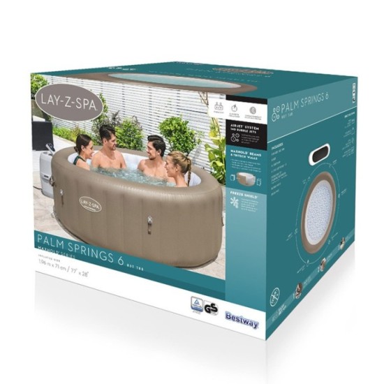 Bestway 60017 Vírivka Jacuzzi Lay-Z-Spa Palm Springs AirJet pre 6 osôb, priemer 196cm + plachta, zlatá