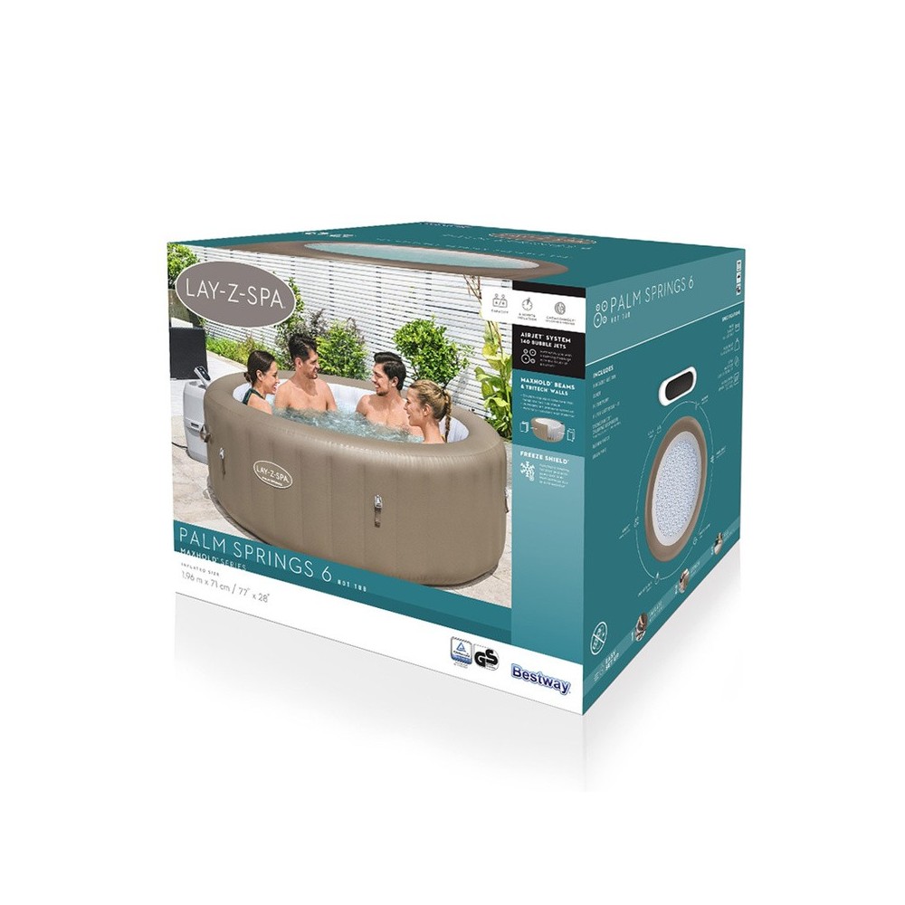 Bestway 60017 Vírivka Jacuzzi Lay-Z-Spa Palm Springs AirJet pre 6 osôb, priemer 196cm + plachta, zlatá