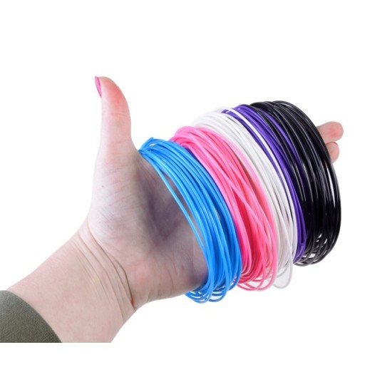 JOKO Náplň do 3D pera, sada 5 farieb 45 metrov, modrá, ružová, biela, čierna, fialová