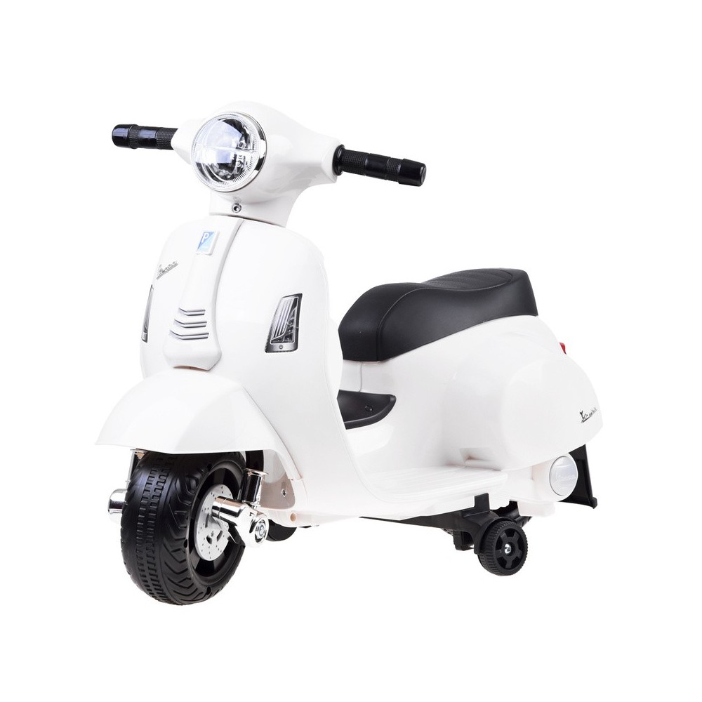 JOKO Elektrická motorka pre deti, skúter Vespa, biela