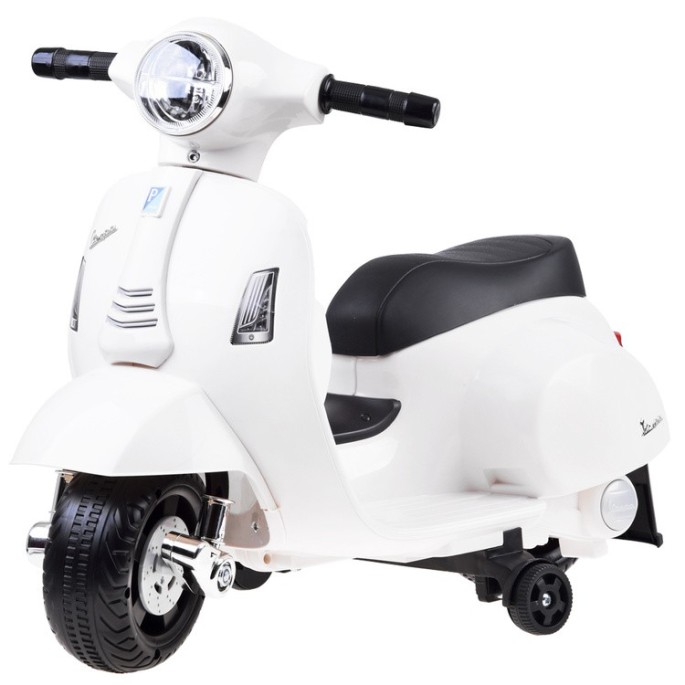 JOKO Elektrická motorka pre deti, skúter Vespa, biela