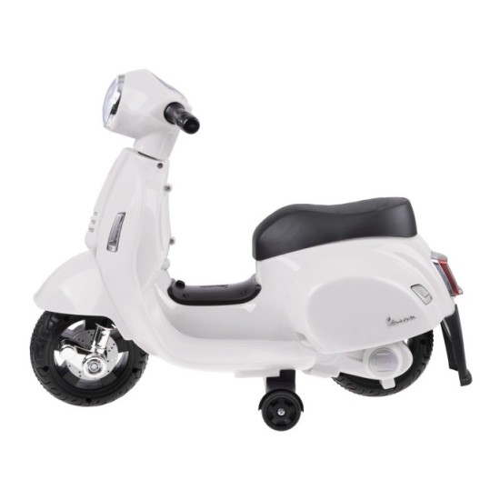 JOKO Elektrická motorka pre deti, skúter Vespa, biela