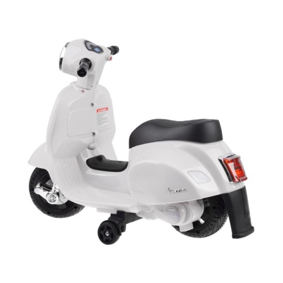 JOKO Elektrická motorka pre deti, skúter Vespa, biela