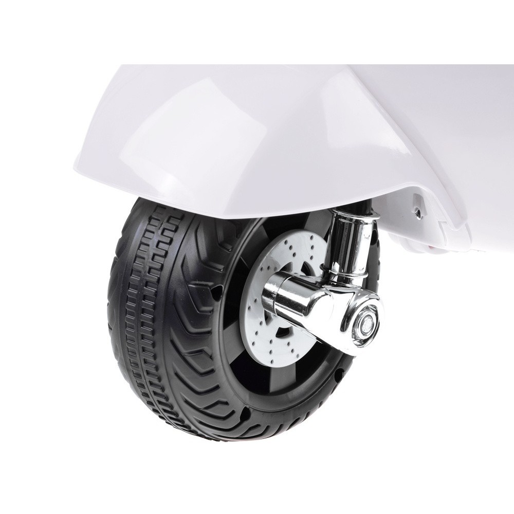 JOKO Elektrická motorka pre deti, skúter Vespa, biela