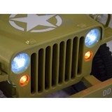 JOKO Elektrické autíčko Vojenský Jeep Willys, kožené sedadlo, penové kolesá, čierne