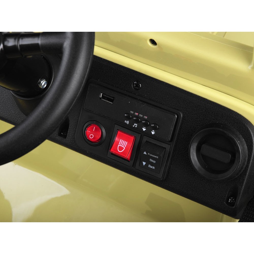 JOKO Elektrické autíčko Vojenský Jeep Willys, kožené sedadlo, penové kolesá, čierne