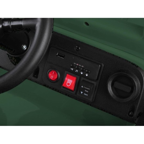 JOKO Elektrické autíčko Vojenský Jeep Willys, kožené sedadlo, penové kolesá, tmavo zelené