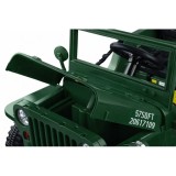 JOKO Elektrické autíčko Vojenský Jeep Willys, kožené sedadlo, penové kolesá, tmavo zelené