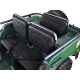 JOKO Elektrické autíčko Vojenský Jeep 4x4, trojmiestny, penové kolesá, kožené sedadlo + lopata, zelené