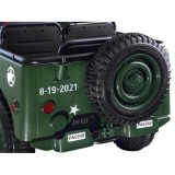 JOKO Elektrické autíčko Vojenský Jeep 4x4, trojmiestny, penové kolesá, kožené sedadlo + lopata, zelené