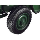 JOKO Elektrické autíčko Vojenský Jeep 4x4, trojmiestny, penové kolesá, kožené sedadlo + lopata, zelené