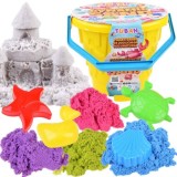 TUBAN Kineticky piesok 1,5kg + 4 formičky, Tuban Dynamic sand - Plážový set s vedrom