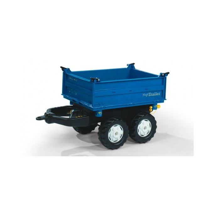 Rolly Toys Príves - RollyMega Trailer New Holland dvojnápravový, vyklopiteľný z 3 strán, modrý