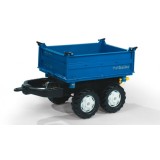 Rolly Toys Príves - RollyMega Trailer New Holland dvojnápravový, vyklopiteľný z 3 strán, modrý