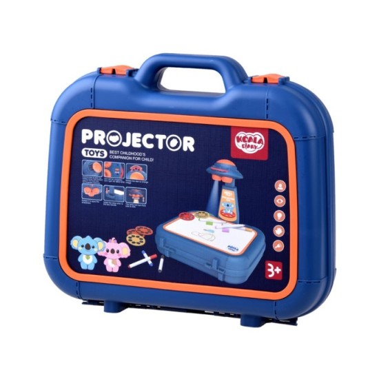 JOKO Detský Projektor v Kufríku so svetlom + 6 fixky, modrý