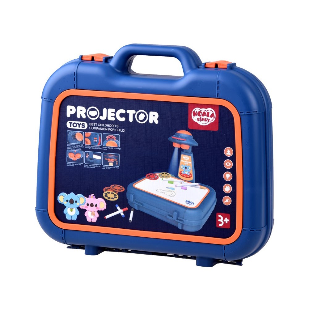 JOKO Detský Projektor v Kufríku so svetlom + 6 fixky, modrý