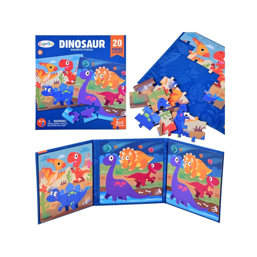 JOKO Magnetické Puzzle Magnetická Kniha Dinosaury 40ks, modrá