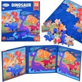 JOKO Magnetické Puzzle Magnetická Kniha Dinosaury 40ks, modrá