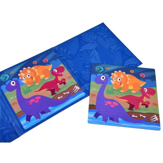 JOKO Magnetické Puzzle Magnetická Kniha Dinosaury 40ks, modrá
