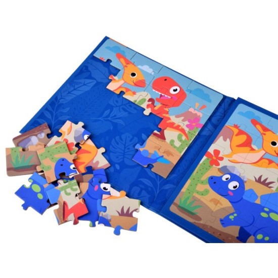 JOKO Magnetické Puzzle Magnetická Kniha Dinosaury 40ks, modrá