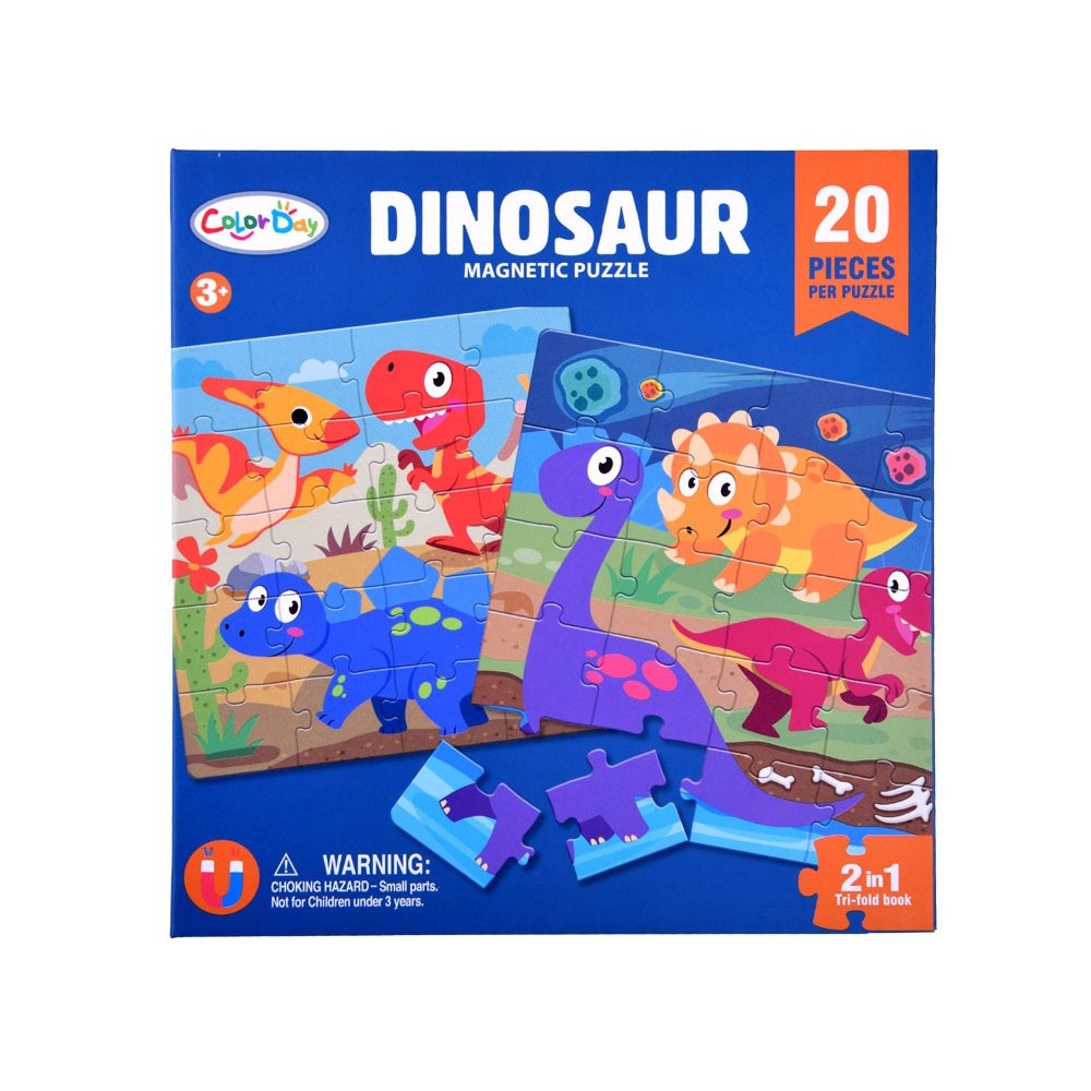 JOKO Magnetické Puzzle Magnetická Kniha Dinosaury 40ks, modrá