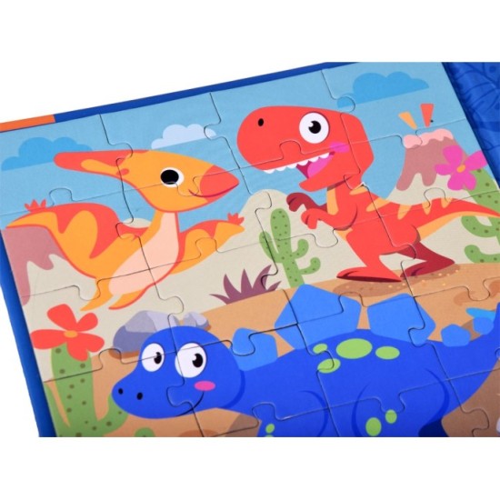 JOKO Magnetické Puzzle Magnetická Kniha Dinosaury 40ks, modrá
