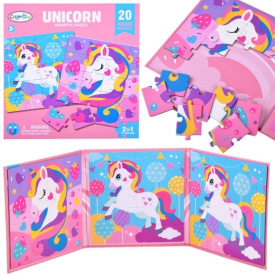 JOKO Magnetické Puzzle Magnetická Kniha Jednorožce 40ks, ružová