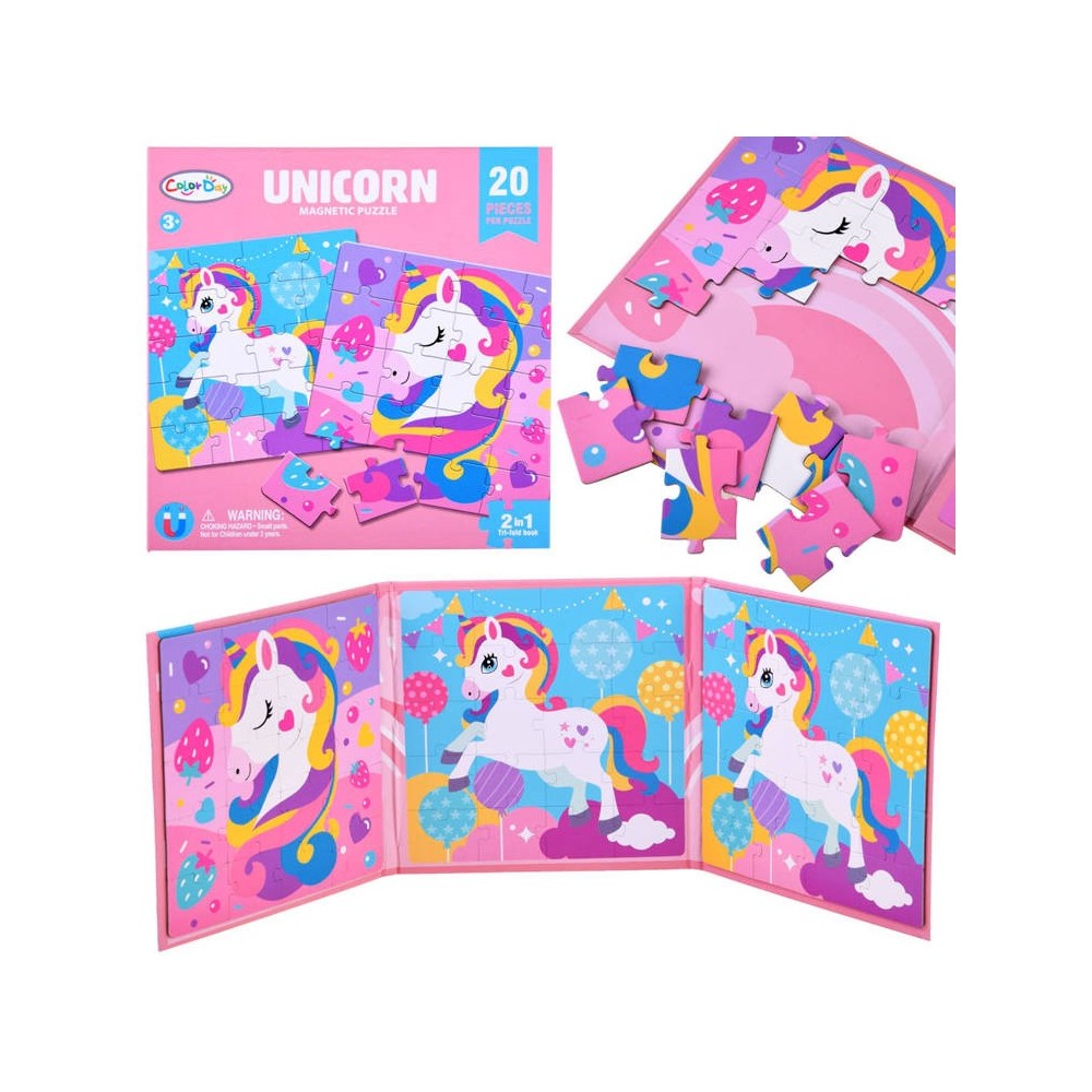 JOKO Magnetické Puzzle Magnetická Kniha Jednorožce 40ks, ružová