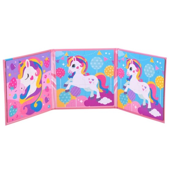 JOKO Magnetické Puzzle Magnetická Kniha Jednorožce 40ks, ružová