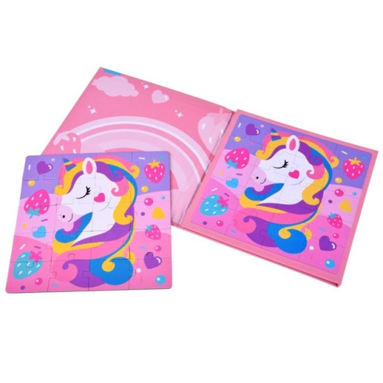 JOKO Magnetické Puzzle Magnetická Kniha Jednorožce 40ks, ružová