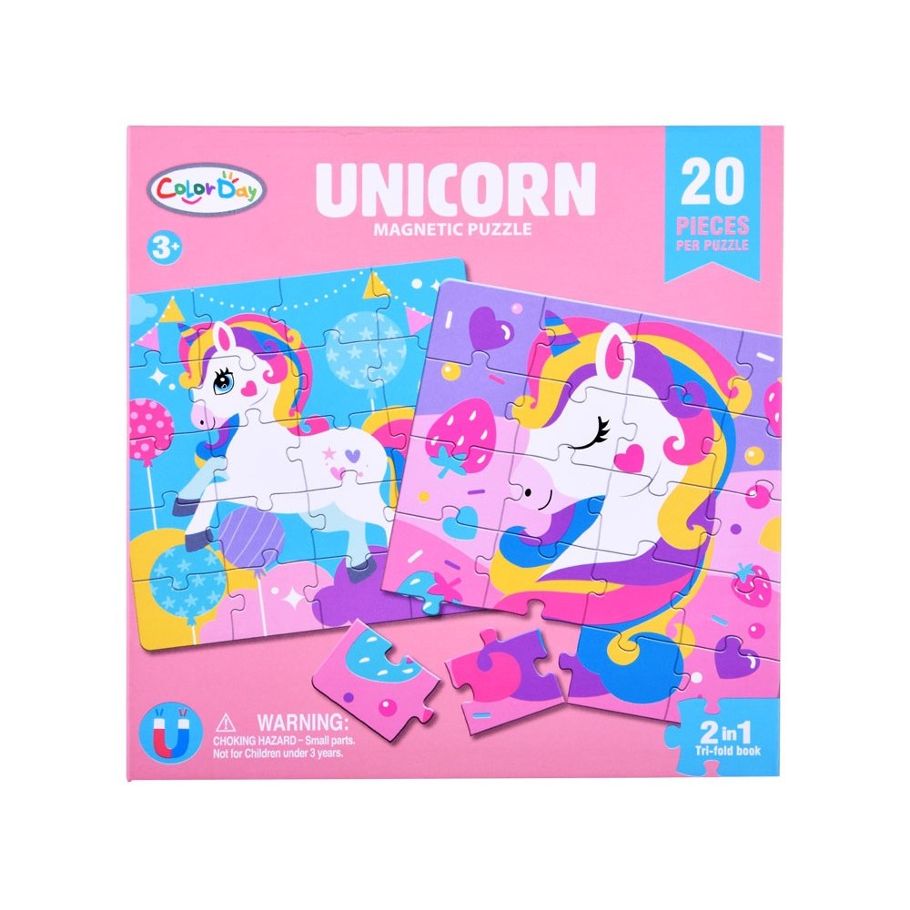 JOKO Magnetické Puzzle Magnetická Kniha Jednorožce 40ks, ružová