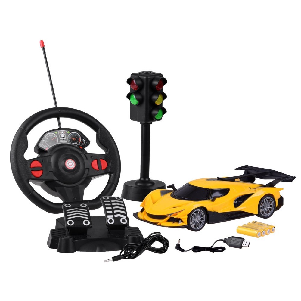 JOKO RC Auto s Plynovými Pedálmi + diaľkové ovládanie VOLANT a Semafór, žlté